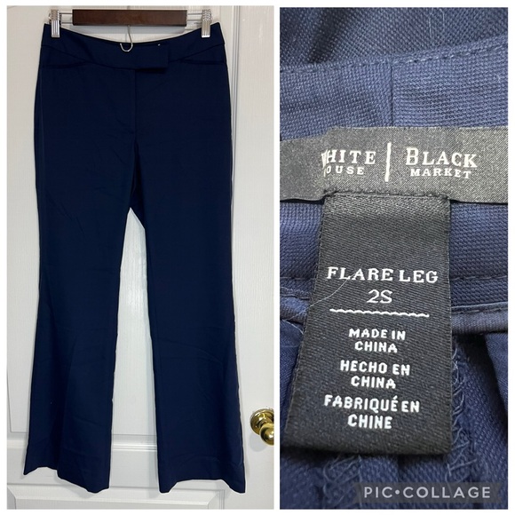 White House Black Market Pants - White House Black Market Dark Blue Flare Pants size 2S